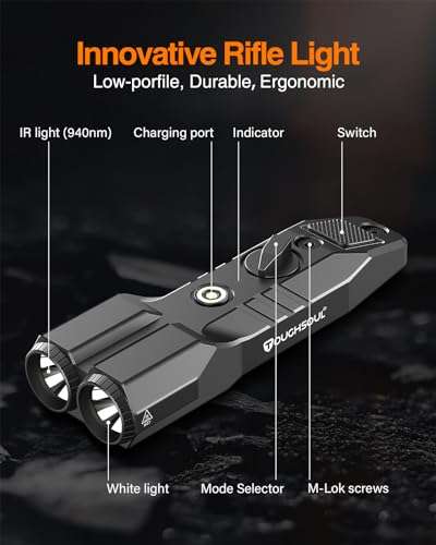TOUGHSOUL MLOK Picatinny Mounted 1450 Lumen Flashlight 940nm IR Illuminator Infrared Flashlight Combo, Low-Profile Tactical Light with Built-in Rechargeable Battery (MLOK Mounted) 5
