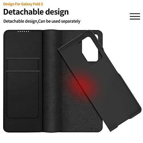 C CENMASO Compatible with Samsung Galaxy Z Fold 2 Mobile Phone Case All-Inclusive Anti-Fall Protective Cover for Galaxyz Fold 2 5G Folding Screen Stylish Carbon Brazing Leather Case (Plain Black) 3