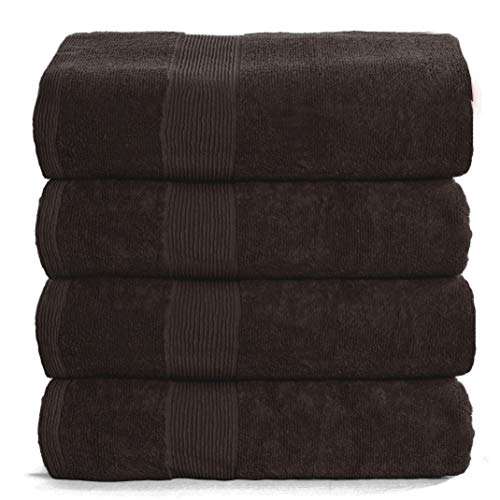 Elvana Home 4 Pack Bath Towel Set 27x54, 100% Ring Spun Cotton, Ultra Soft Highly Absorbent Machine Washable Hotel Spa Quality Bath Towels for Bathroom, 4 Bath Towels Black 1