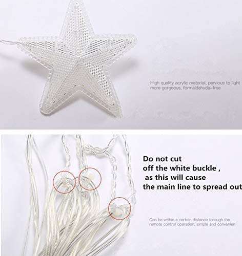 MIRADH 16 Stars 136 Led Curtain String Fairy Lights,Curtain String Lights With 8 Flashing Modes (Battery Powered ,Plastic,Warm-White),3 meters 5