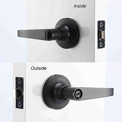 1 Pack Privacy Door Handle, 3821-High Security Modern Door Leverset, Black Matte Door Handle with Lock. Perfect for Privacy and Bathroom. 3