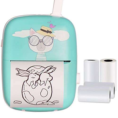 Pocket Printer Mini Portable Sticker Thermal Label Printer for iOS Android PEEWF Mini Receipt Printer for Phone Bluetooth Wireless Instant - 4 Thermal Roll for Kids 1