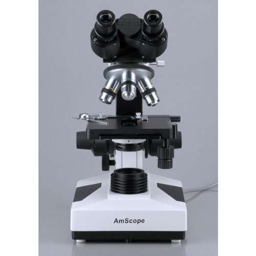 AmScope B490B Compound Binocular Microscope, WF10x and WF20x Eyepieces, 40X-2000X Magnification, Brightfield, Halogen Illumination, Abbe Condenser, Double-Layer Mechanical Stage, Sliding Head, High-Resolution Optics, Anti-Mold , White 4