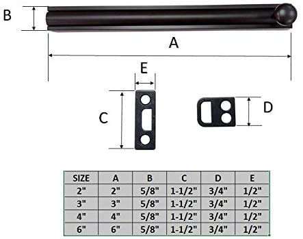 QCAA Solid Brass Surface Bolt, 3", ORB Oil Rubbed Bronze, 2 Pack, Made in Taiwan 3