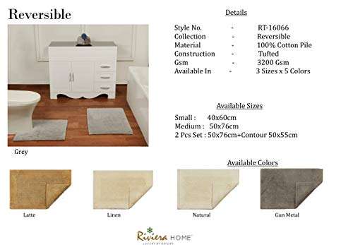 Riviera 100% Cotton Reversible Bath mat- Soft and Super Absorbent Bath Rug-Suitable for Kitchen, Bedroom and Bathroom Floor mat - Dry Fast Water Absorbent Rug & Machine-Washable (33X48, Latte) 4