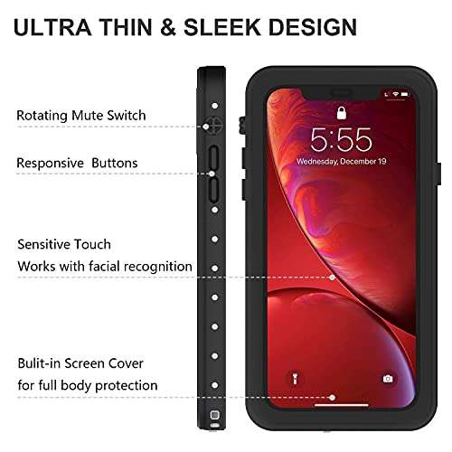 OUNNE Waterproof Dustproof Shockproof Case for iPhone XR, Full Body Protection Cover with Built-in Screen Protector, Waterproof, Clear Case for iPhone XR 6.1 inch 4