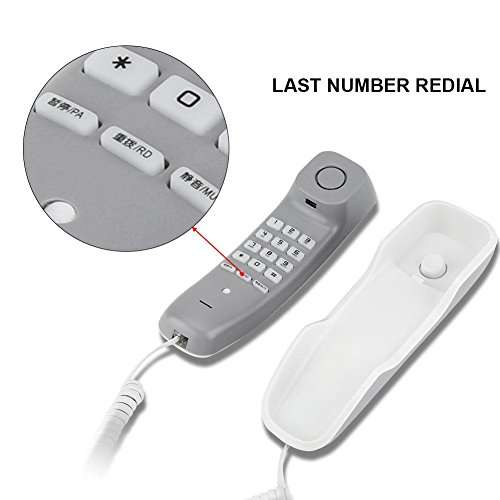 Corded Telephone Landline Phone Hanging Wired Wall Mounted Phone (White) 5