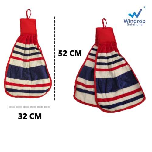 Windrop Solutions® Hanging Cotton Washbasin Napkin/Hand Towel for Kitchen and Bathroom Made in India (3) 2