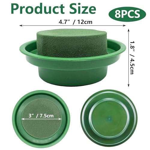 INKNOTE 4Pcs Floral Foam Rounds in Bowls Green DIY Flower Arrangement Kit for Wedding Aisle Garden Home and Artificial Bouquet Party Decoration 6