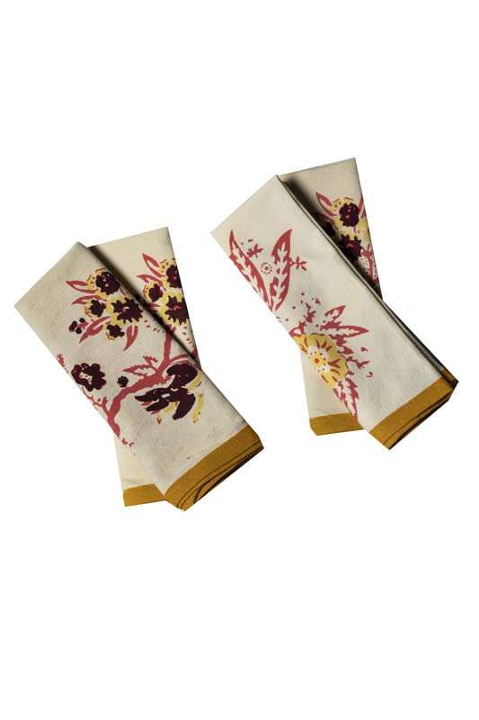 CONTRAST LIVING suntalia Hand Block Printed Kitchen Towel/Dish Towel/Hand Towel Multi Color Set of 4 Pcs 4