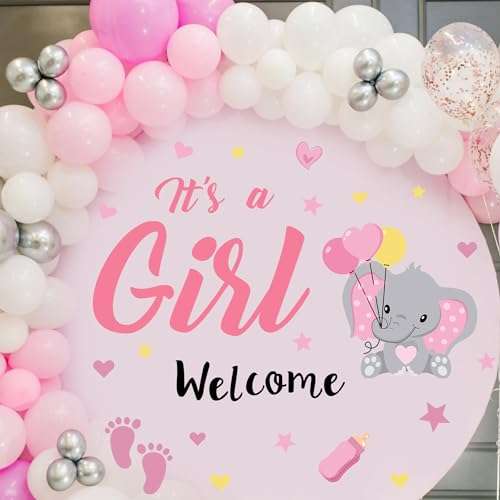 It's A Girl Sign Decls for Backdrop Baby Shower Decorations for Girl Welcome Home Baby Girl Decals Sign for Balloon Arch Baby Elephant Gender Reveal Party Signs 2
