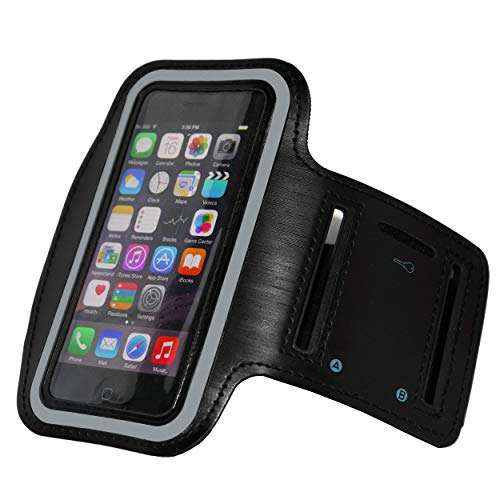 i2 Gear Armband for iPhone 5, 5S, 5C, SE 2016, 4S, 4 & iPod Touch with Adjustable Strap and Key Holder (Black) 2