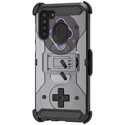 TurtleArmor | Compatible with Samsung Galaxy A21 Case (2020) | A215 [Armor Pro] Full Body Protection Armor Hybrid Kickstand Rugged Cover Holster Belt Clip Case - Classic Game Controller 1
