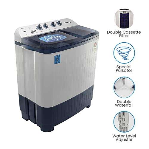 Voltas Beko 8 kg Semi-Automatic Top Loading Washing Machine, 2 Casette Filter (WTT80DBLT, Sky Blue) 3