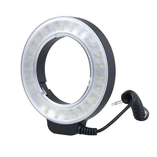QUAN Ring Light Kit Photographic Equipment Ring Flash Accessories Circular LED Flash Light with 48 LED Lights & 6 Adapter Rings(49mm/52mm/55mm/58mm/62mm/67mm) for Macro Lens(Orange) ( Color : White ) 1