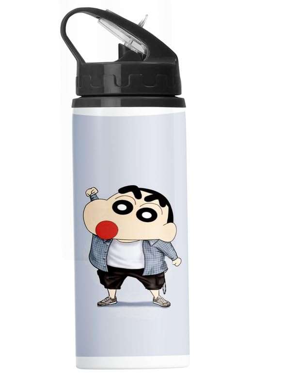 PrintWala Shinchan Character Printed Aluminum Bottle (600Ml) with Ceramic Mug (350Ml) – Fun Gift Combo for All Ages (Black Nozzle Sipper with Mug) 4