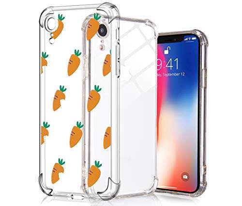 Idocolors Clear iPhone XR Case, 6.1”Soft Soft Flexible Silicone Shockproof Back Four Corner Protective Cover,Cute Personalized Summer Carrot Girly&Boys Cases for iPhone XR 1
