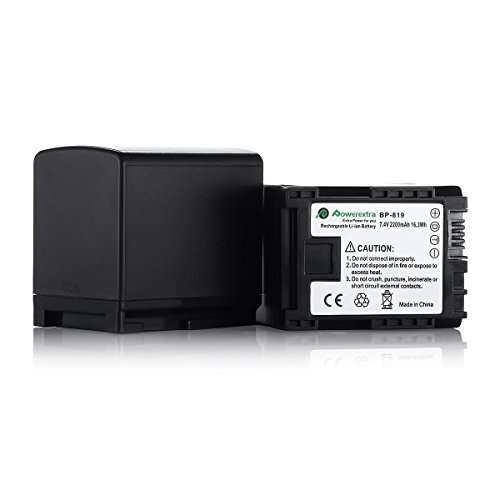 Powerextra 2 Pack Replacemet BP-819 Battery and Charger for VIXIA HF10, HF11, HF20, HF21, HF100, HF200, HF G10, HF M30, HF M31, HF M32, HF M40, HF M41, HF M300, HF M400 2