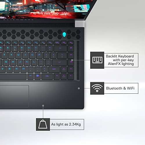 Dell New Alienware X15 R2 Gaming Laptop, Intel Core I7-12700H Processor/ 16Gb LP DDR5/ 1Tb SSD/Nvidia RTX 3060 (6Gb GDDR6)/ 15.6" (39.62cm) FHD360Hz 300Nits/ Win 11 + MSO'21/ Alien fx KB/ 2.34kg 6