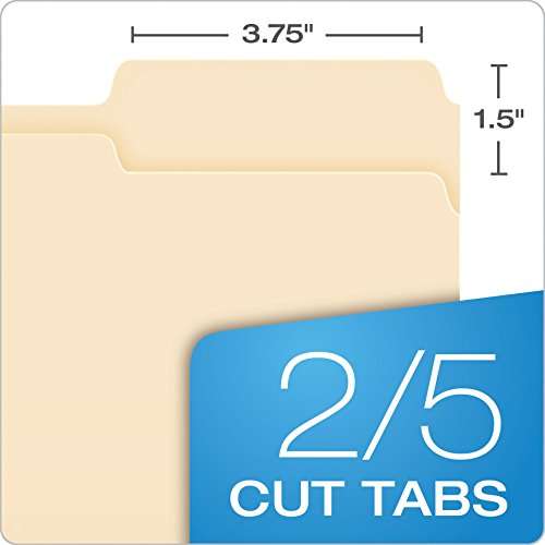Pendaflex Essentials File Folders, Letter Size, 2/5 Cut, Manila, 100 per Box (752 2/5RE) 2
