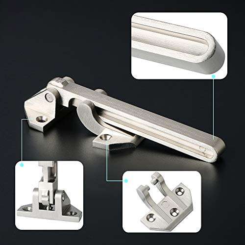 Mooche Swing Bar Door Lock 5" x 2" Childproof Security Door Guard for Home Security Heavy Duty Stainless Steel Brushed Steel, MMS660-LS 3