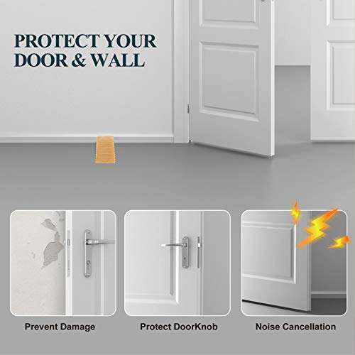 4 Pack Rubber Door Stopper - Door Stop Wedge, Keeps Doors Open, No Sliding or Marking Floors - Blocker for Hotel, Home, or Office (Brown) 5