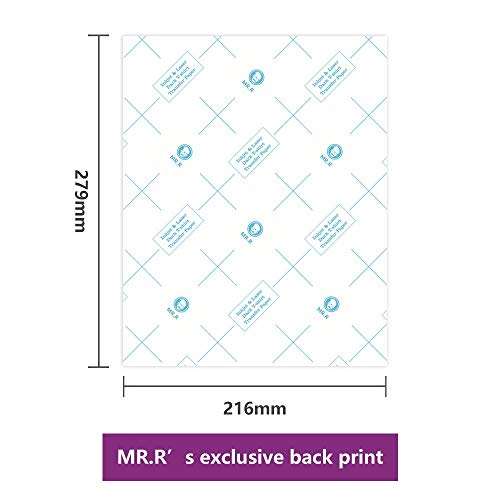 MR.R 8.5''x11'' Inkjet and Laser Compatible Printable Heat Transfer Vinyl Paper for Dark T-shirt Fabric, Made in USA (10 Sheets) 4