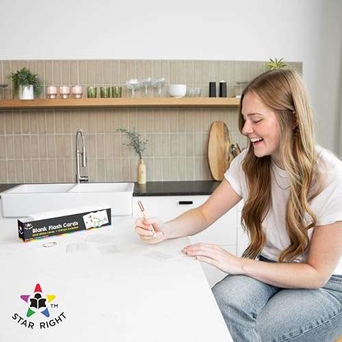 Star Right Assorted Colored Blank Flash Cards - 1000 Pre-Punched 2 x 3 Inch Index Notecards with Metal Rings - Blank Study Cards for School, Office and Organization Projects 6