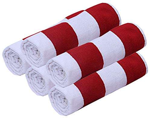 Heart Home Cotton 5 Pieces Bath Towel 27" x54” (Red & White) CTHH01629