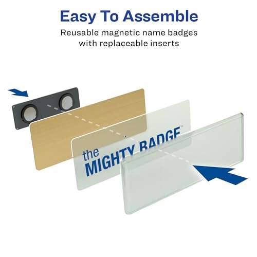 The Mighty Badge by Avery, 1" x 3" Gold Name Tags, 10 ID Badges, 80 Inserts for Laser Printers (71204) 3