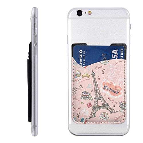 NEIGHBOR Romantic Paris Phone Card Holder, Stick On ID Credit Card Wallet Phone Case Pouch Sleeve Pocket for iPhone, Android and All Smartphones 1