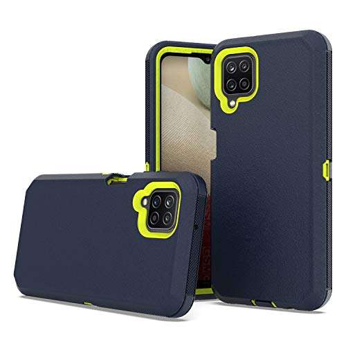 Fcclss Cell Phone Case for Samsung Galaxy A12, Samsung A12 Case Heavy Duty Military Grade Hybrid 3 in 1 Shockproof Drop-Defender Case Cover, Dark Blue & Yellow 6