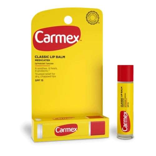 Carmex Classic Medicated Lip Balm Tube SPF 15 – Lip Protectant for Dry, Chapped Lips 4.25g 1
