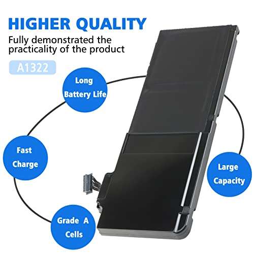 ELECBRAiN New Laptop Replacement Battery for A1278 A1322 [MacBook Pro 13 inch] - (Mid 2009, Mid 2010, Early 2011, Late 2011, Mid 2012), fit MB990LL/A MC724LL/A - [Li-Polymer 6-Cell 66.6Wh 11.1V] 3