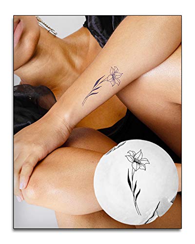 Inkbox, Temporary Tattoos, Semi Permanent Tattoo, One Premium Easy Long Lasting, Waterproof Inkbox Tattoo with For Now Ink. Lasts 1-2 Weeks, Flower Tattoo, Lilylia, 5x2in