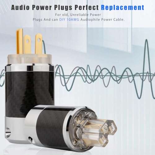 Monosaudio Audio Power Plug Black Carbon Fiber Transparent Aluminum Shell 10A/250V 15A/125V Power Connector Brass IEC320 C13 Connector for DIY Audiophile Power Cord Audio Power Cable(Gold Plated) 2