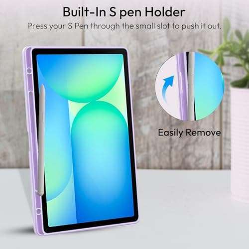 Robustrion Cover Case for Samsung Galaxy Tab S10 FE Plus 13.1 inch Cover with [Pencil Holder] Hybrid Cover for Samsung Tab S10 FE Plus 13.1 inch Tablet [Auto Sleep Wake Support] - Marble Lilac 4