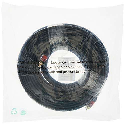 Monoprice Premium RCA Cable - 100 Feet - Black | 2 RCA Plug to 2 RCA Plug, Male to Male, 22AWG 4