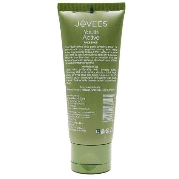 Jovees Herbal Youth Active Face Pack | With Argan & Almond Oil | Makes Your Skin Firm | Fine Lines | Lightens Suntan, Dark Spots & Pigmentation | For All Skin Type | 75g 3