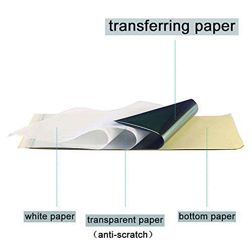 Tattoo Transfer Paper, Professional 10 Sheets Tattoo Thermal Stencil Paper A4 Paper Size with 4 layers Tattoo Transfer Paper Tattoo Copy Paper for Tattoo Machine Parts Tattoo Supplies 5