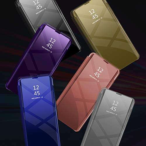 Compatible with Samsung Galaxy A21S Case, Ultra Slim Spiegel Mirror Galaxy A21S Cover Plating Hard PC Shell View Flip Folio 360° Full Body Standing Phone Smart Case for Samsung A21S Smartphone 3