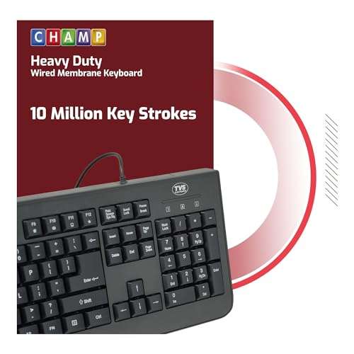 TVS ELECTRONICS Champ Heavy Duty Membrane Wired Keyboard | Array of 104 Keys |Multimedia Functions|Membrane Keys| Compatible|Smooth Handling|Lightweight|Plug|SND Play USB Connectio |Sculpted Key Cap 2
