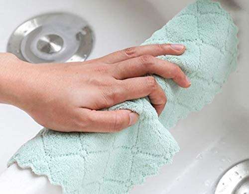 TBOP Kitchen Rag Cleaning Towel Hanging Kitchen Lint-Free Absorbent Towel Dishwashing Cloth(Multicolor_27.5 * 16cm)(Color May Vary)-Set of 4 pcs 6