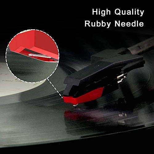 WOCKODER Record Player All-in-One Turntable for Vinyl Records Built-in HiFi Stereo Speakers Wireless Belt Drive with Colorful Light Strip Stylus 3