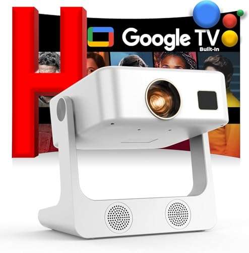 Projector-4K with WiFi and Bluetooth: [Google TV/1500 ANSI/Voice Control/Built-in Apps] Outdoor-Projector, Portable-Movie-Smart-Projector, Sovboi 1080P Home-Ceiling-Proyector 180° Stand/300 ''Display 1