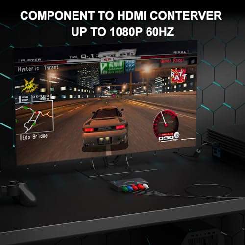 Portta 3RCA Composite CVBS AV to HDMI Video Audio Converter Adapter Mini Box Support Scaler 1080P for TV/PC/PS3/Blue-Ray DVD,Black 2