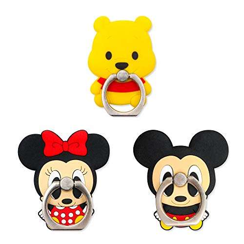 Finex 3 Pcs Set Mickey Mouse Minnie Mouse Winnie The Pooh 2-in-1 Mobile Cell Smart Phone Kickstand Finger Ring and Holder Stand Grip for iPhone Samsung Android