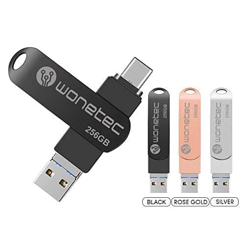 WONETEC 3 in 1 Flash Drive 3.0 for Android and iPhones, USB, Type-C and iOS Ports are Perfect for transferring Files Between /Androids/iPhones/Mac and Windows PC (256GB, Black) 2