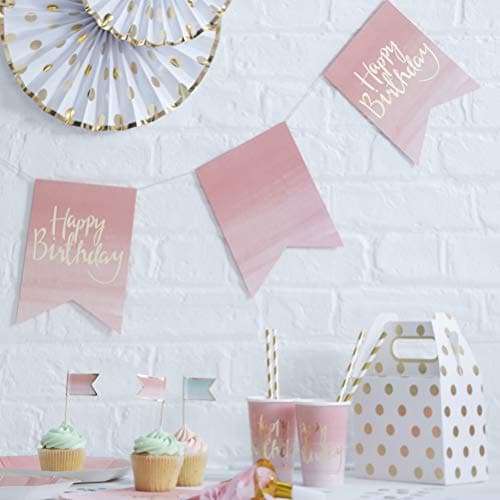 Ginger Ray Gold Foiled Pink Ombre Happy Birthday Party Paper, 8 Cups 4