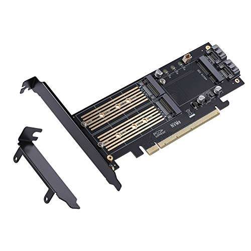3 in 1 M.2 and mSATA SSD Adapter Card for NVME to PCIE, SATA III, and mSATA (with 2 Aluminum Heatsink) 2